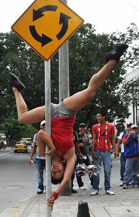 pole dancing in the street