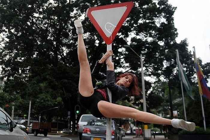 pole dancing in the street