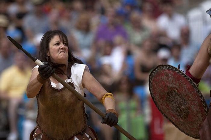 Gladiator fighting, London, United Kingdom