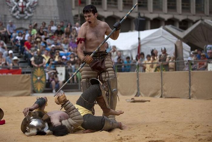 Gladiator fighting, London, United Kingdom