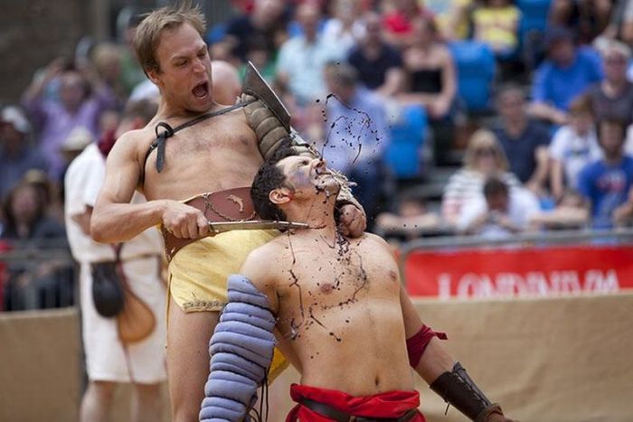 Gladiator fighting, London, United Kingdom