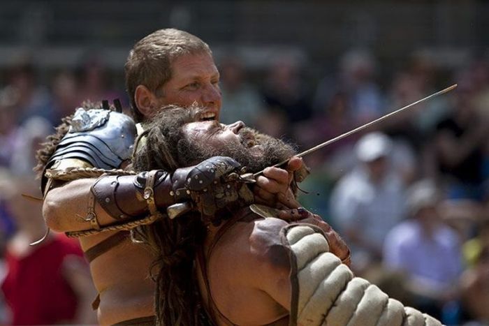 Gladiator fighting, London, United Kingdom