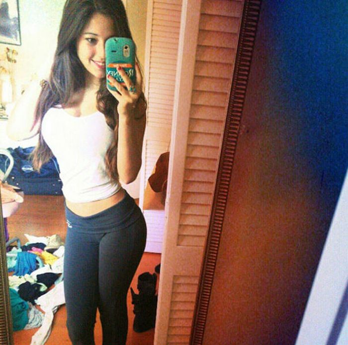 young sport girl in tight yoga pants