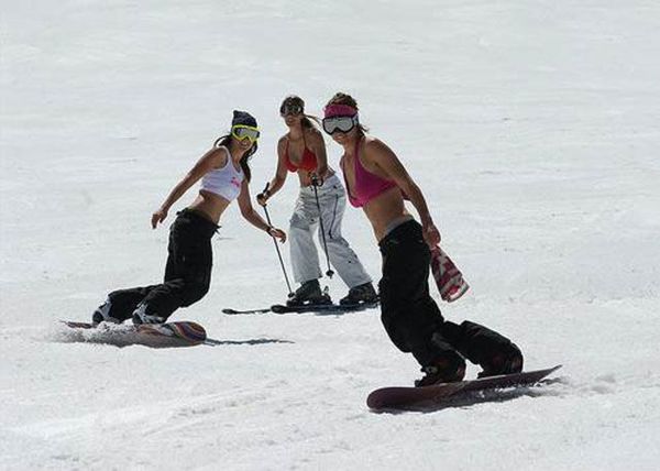 young winter girl on snow