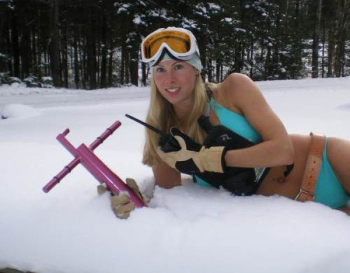 young winter girl on snow