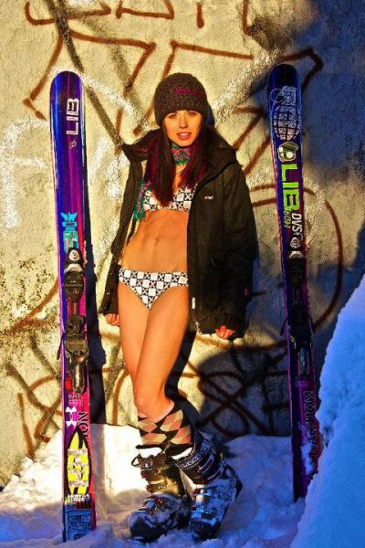 young winter girl on snow