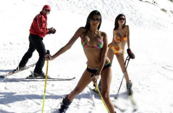 young winter girl on snow