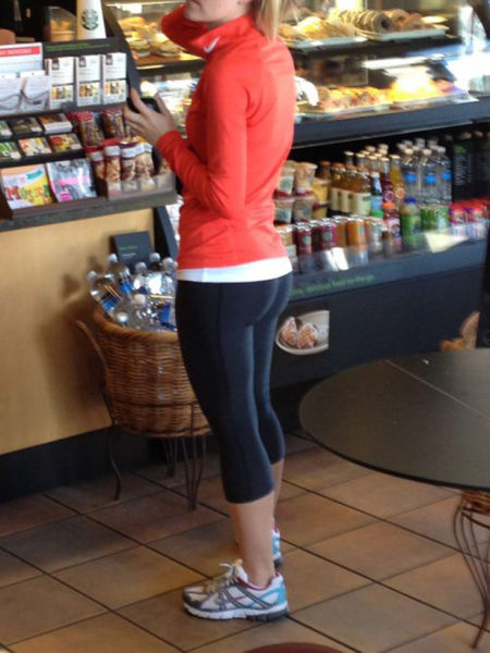 young sport girl in tight yoga pants