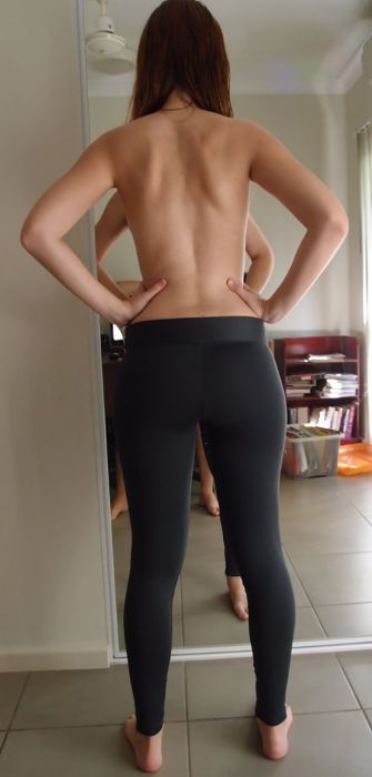 young sport girl in tight yoga pants