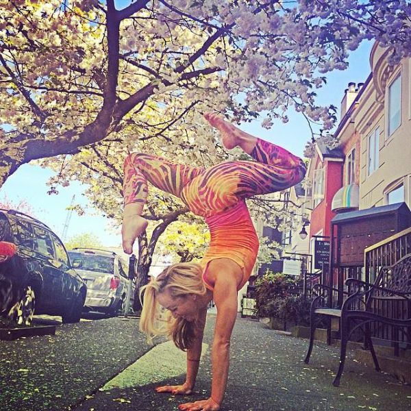 Kino MacGregor, girl practicing yoga poses