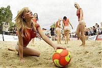 Sport and Fitness: soccer girls playing topless