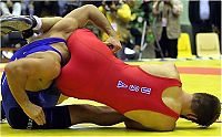 Sport and Fitness: funny poses of wrestlers