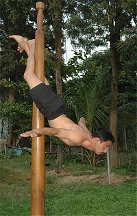 Sport and Fitness: Mallakhamb, Asana  (yoga) on a pole