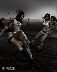 Sport and Fitness: sport girls in mud