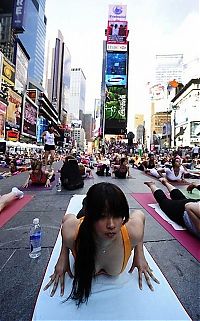 Sport and Fitness: Yoga at Times Square, New York City, United States