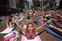 Sport and Fitness: Yoga at Times Square, New York City, United States