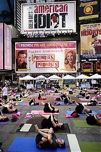 Sport and Fitness: Yoga at Times Square, New York City, United States