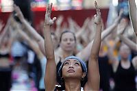 Sport and Fitness: Yoga at Times Square, New York City, United States