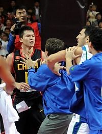 Sport and Fitness: massive brawl at china vs brazil basketball game