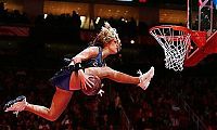 Sport and Fitness: NBA girl making a slam dunk