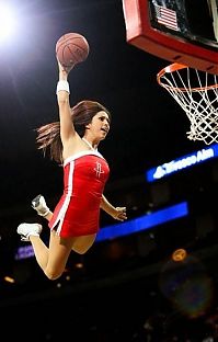 Sport and Fitness: NBA girl making a slam dunk