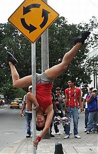 Sport and Fitness: pole dancing in the street