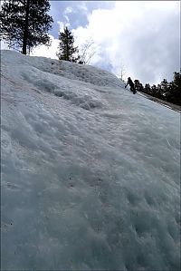 Sport and Fitness: ice climbing on frozen waterfalls