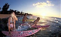 Sport and Fitness: young surfing girl