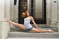 Sport and Fitness: young teen ballet girl doing flexible gymnastic exercises