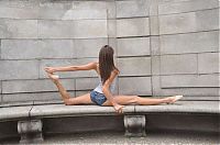 Sport and Fitness: young teen ballet girl doing flexible gymnastic exercises