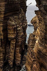 Sport and Fitness: Cliff diving, Portuguese islands of the Azores, Atlantic Ocean