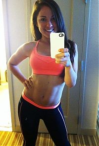 Sport and Fitness: young sport girl in tight yoga pants