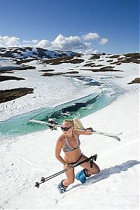 Sport and Fitness: young winter girl on snow