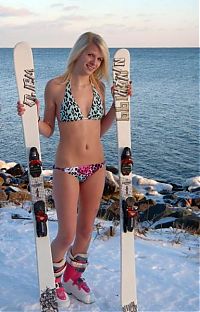 Sport and Fitness: young winter girl on snow