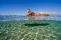 Sport and Fitness: young surfing girl