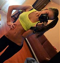 Sport and Fitness: young sport girl in tight yoga pants