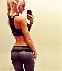 Sport and Fitness: young sport girl in tight yoga pants