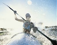 Sport and Fitness: girl with a kayak