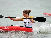 Sport and Fitness: girl with a kayak