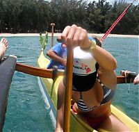 Sport and Fitness: girl with a kayak