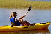 Sport and Fitness: girl with a kayak