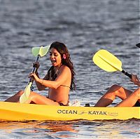 Sport and Fitness: girl with a kayak