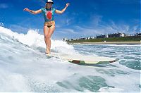 Sport and Fitness: young surfing girl