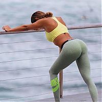 Sport and Fitness: young sport girl in tight yoga pants