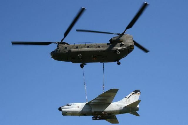 helicopter in action