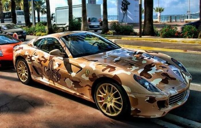 camouflaged cars