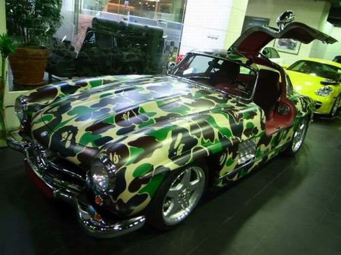 camouflaged cars