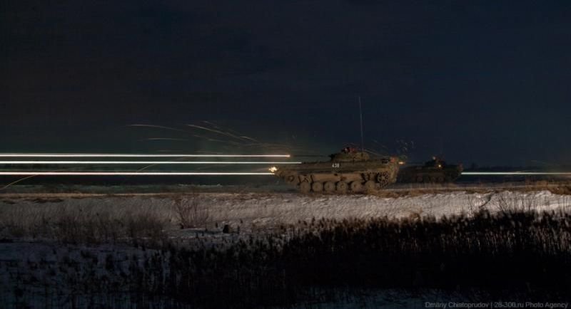 Tank T-80 and BMP-2 in action