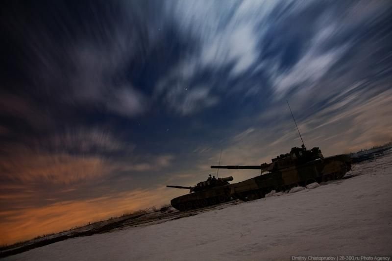 Tank T-80 and BMP-2 in action