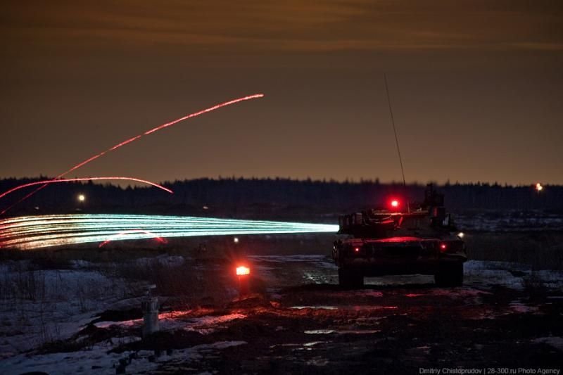 Tank T-80 and BMP-2 in action